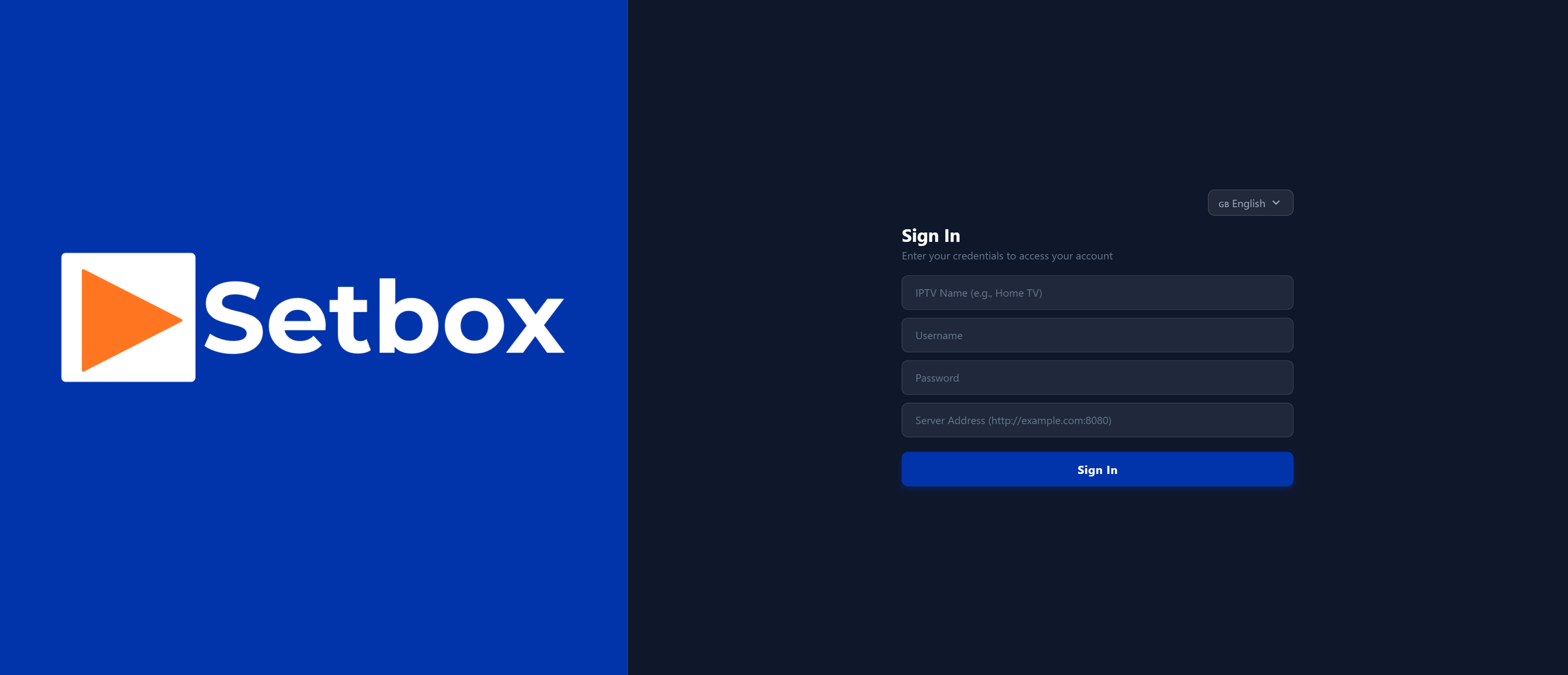 Setbox Giriş Ekranı